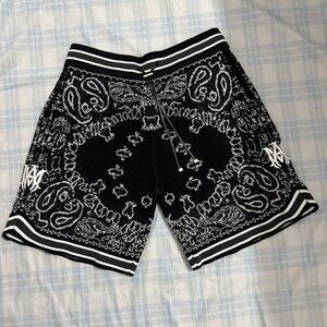 AMIRI Men's Black Stripe Print Short Sleeve Top